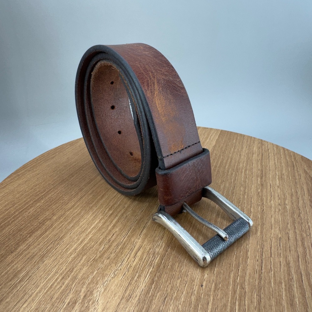 1901 Mens Genuine Leather Belt Size 34 Brown Made in USA Rugged Classic